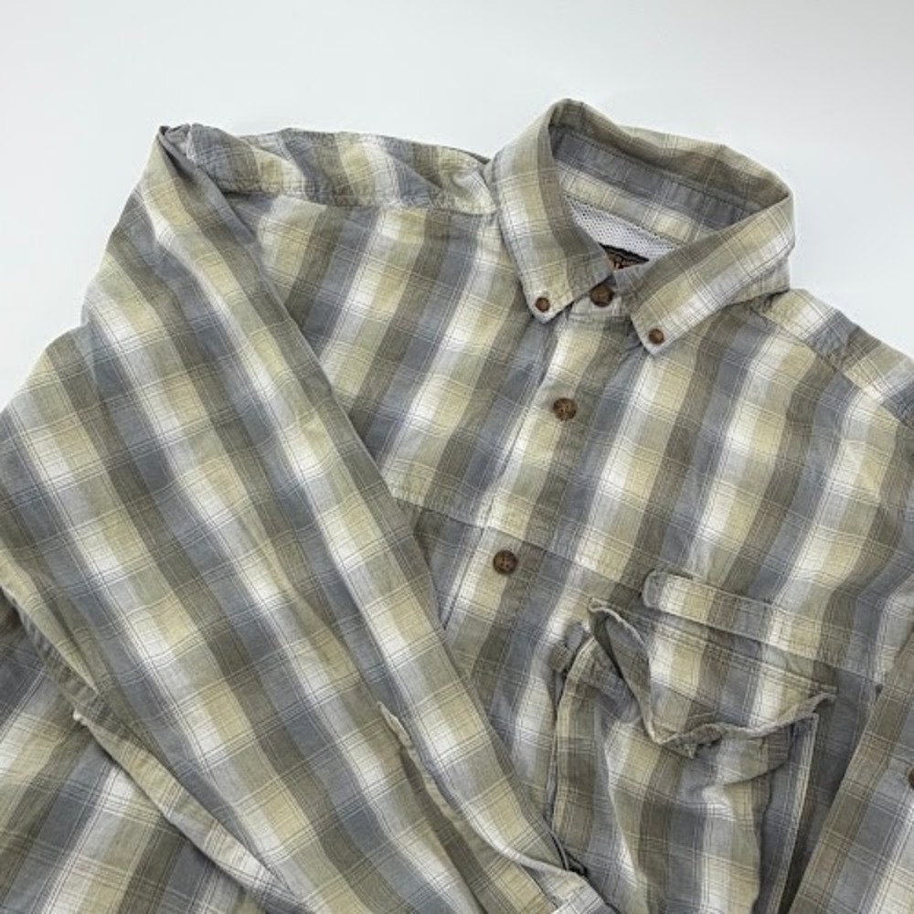 Woolrich Button Down shirt Mens XL Plaid Long Sleeve Vented Outdoor Hiking Shirt